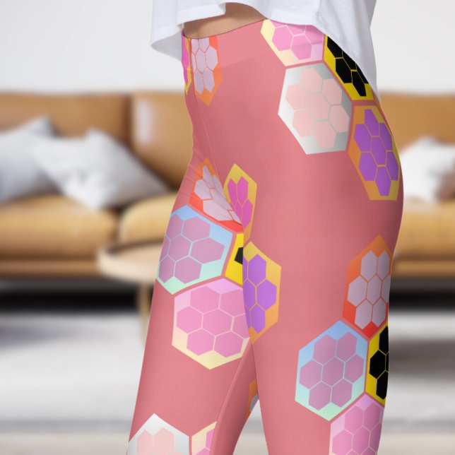 Sweet Pink Honey Colour Pattern Leggings (Honey Color - Candy Pink Leggings)