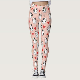 Sweet Pink Kawaii Cats & Hearts Pattern (3) Leggings
