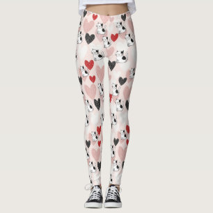 Sweet Pink Kawaii Cats & Hearts Pattern (9) Leggings