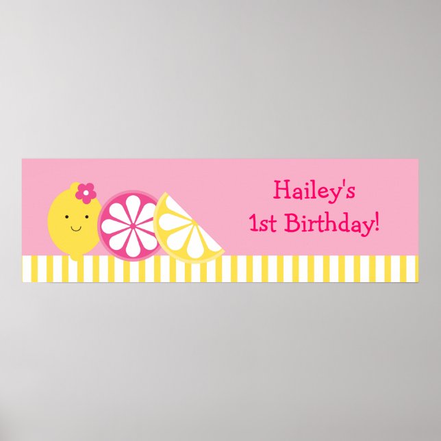 Sweet Pink Lemonade Birthday Banner Sign (Front)