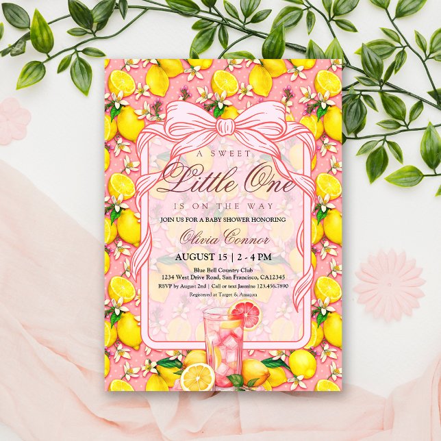 Sweet Pink Lemonade Citrus Baby Shower Invitation (Creator Uploaded)