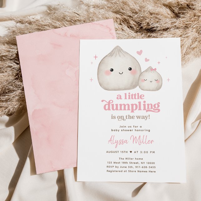 Sweet Pink Little Dumpling Baby Shower Invitation (Creator Uploaded)