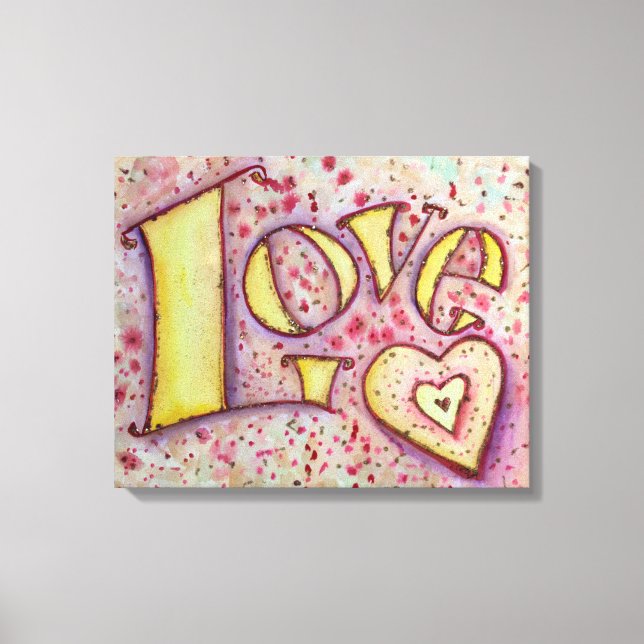 Sweet Pink Love Word Artwork Canvas Painting Print (Front)