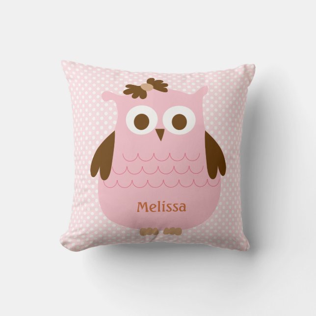 Sweet Pink Owl Pillow (Front)