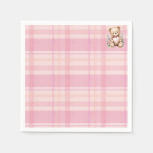 Sweet pink plaid baby shower napkin