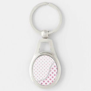 Sweet Pink Polka Dots Pattern Key Ring