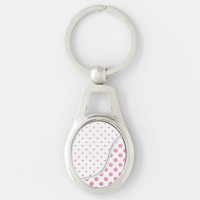 Sweet Pink Polka Dots Pattern Key Ring (Front)