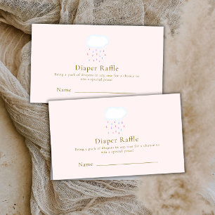Sweet Pink Raindrop Girl Diaper Raffle Baby Shower Enclosure Card