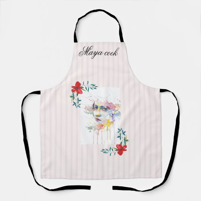 Sweet Pink, Red Wlowers Apron (Front)