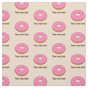 Sweet Pink Ring Doughnut on Beige - your text Fabric