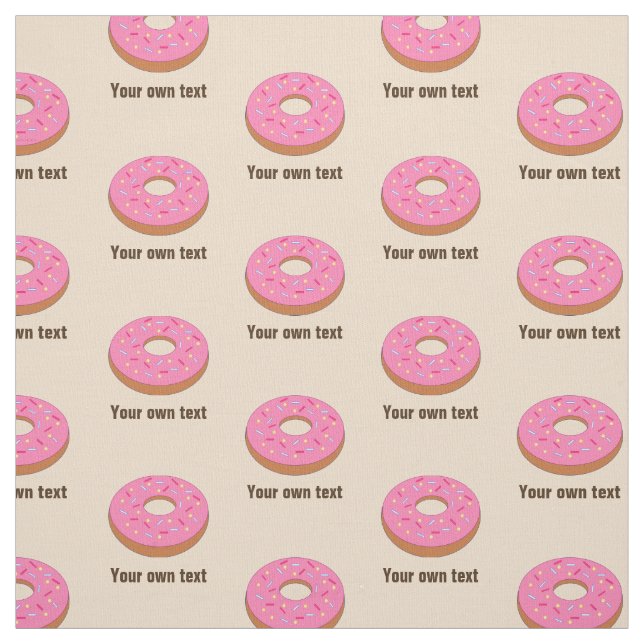 Sweet Pink Ring Doughnut on Beige - your text Fabric (Swatch)