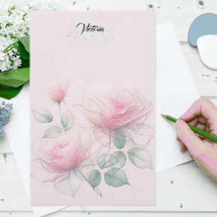 Sweet Pink Roses Stationery