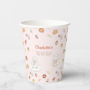Sweet pink sheep dessert watercolor kids birthday  paper cups