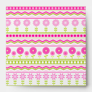 Sweet pink spring pattern with flowers and dots envelopes