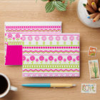 Sweet pink spring pattern with flowers and dots