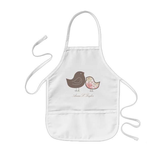 Sweet Pink Whimsical Damask Chicks Custom Apron (Front)
