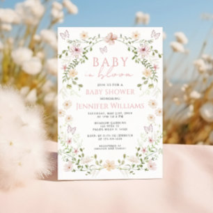 Sweet Pink Windflower Baby in Bloom Girl Shower Invitation