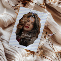 Sweet Pinstriped Blue Bow Photo Graduation