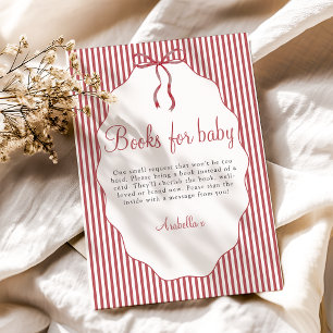 Sweet Pinstriped Bow Red Books For Baby Enclosure Card