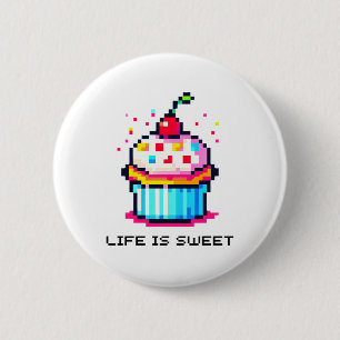 Sweet Pixel Treat - Cupcake Delight 6 Cm Round Badge