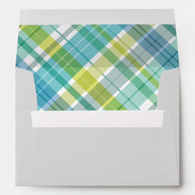 Sweet Plaid Pastel Blue Green Envelope (Back (Bottom))