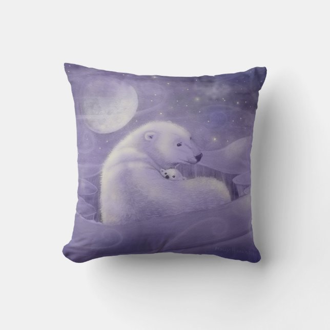 Sweet Polar Bears Throw Pillow (Front)