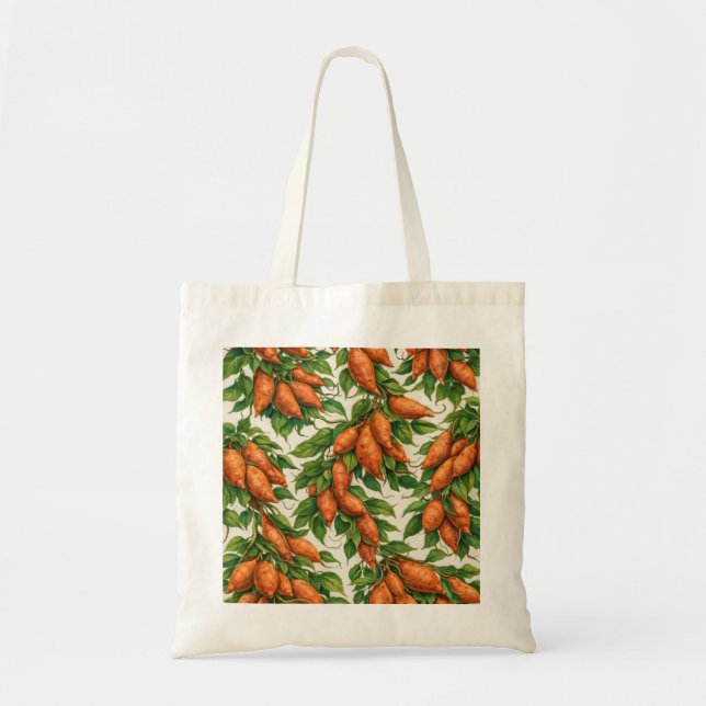 Sweet Potato Botanical Watercolor Pattern Tote Bag (Front)