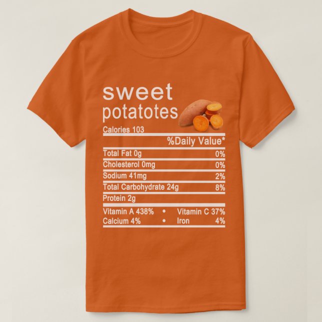 sweet potato Nutrition Facts label T-Shirt (Design Front)