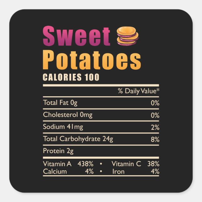 Sweet Potato Nutrition Square Sticker (Front)