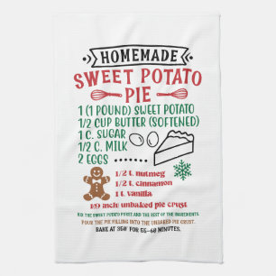 Sweet Potato pie recipe Christmas Tea Towel