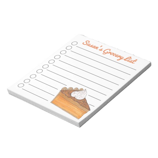 Sweet Potato Pie Slice Personalised Grocery List Notepad (Rotated)