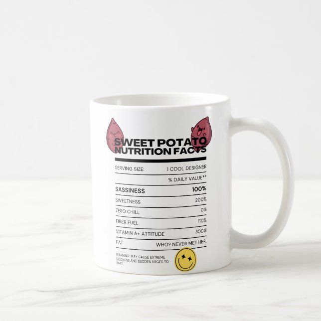 Sweet Potatoes Funny Nutrition Facts Coffee Mug (Right)
