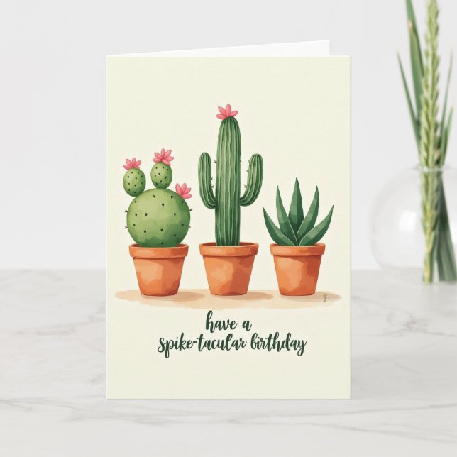 Sweet Potted Plants Birthday Card (Front)