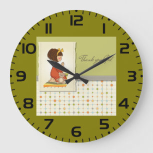 Sweet Praying Girl Thank You God Large Clock