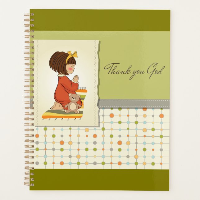 Sweet Praying Girl Thank You God Planner (Front)
