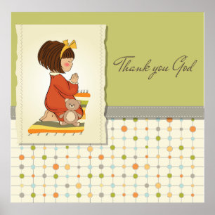 Sweet Praying Girl Thank You God Poster