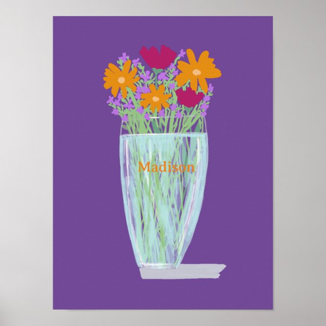 Sweet Pretty Flowers +Custom Name Poster (Front)