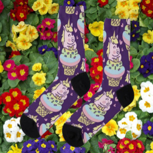 Sweet Pride Unicorn Ice Cream Purple Socks