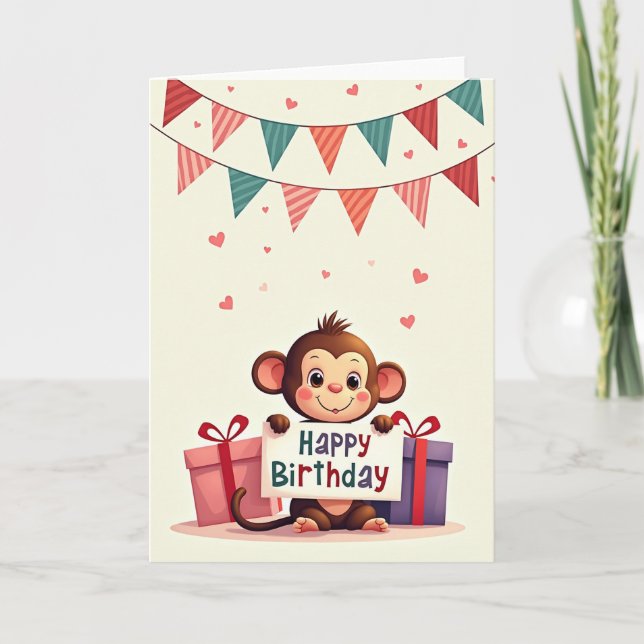 Sweet Primate Birthday Card (Front)