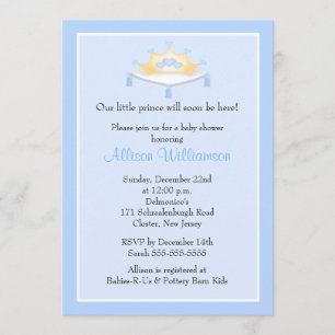 Sweet Prince Crown Boy Baby Shower Invitation