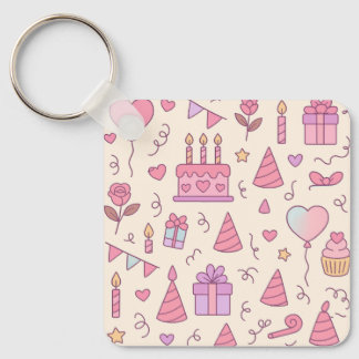 Sweet Princess Party Celebration Pattern Key Ring