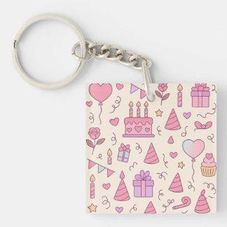 Sweet Princess Party Celebration Pattern Key Ring
