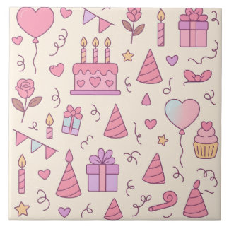 Sweet Princess Party Celebration Pattern Tile