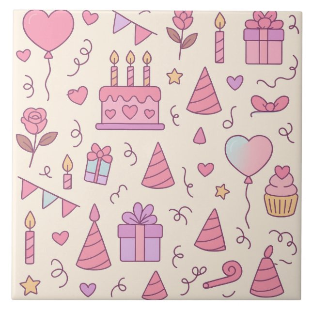 Sweet Princess Party Celebration Pattern Tile (Front)