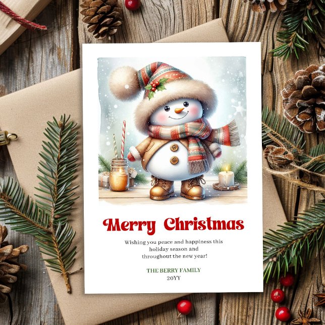 Sweet printable Christmas snowman kids holiday  (Sweet printable Christmas snowman kids holiday card)