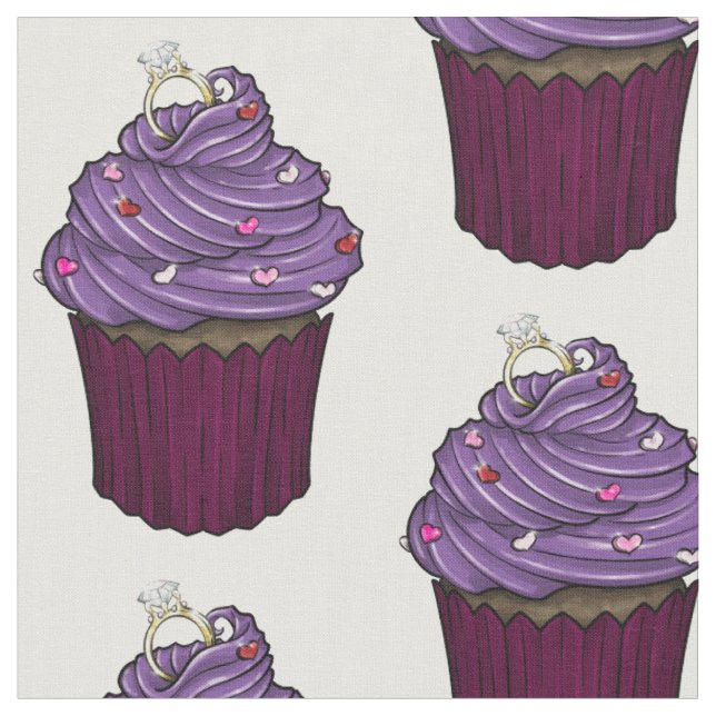 Sweet Proposal Cupcake Fabric (Close Up)