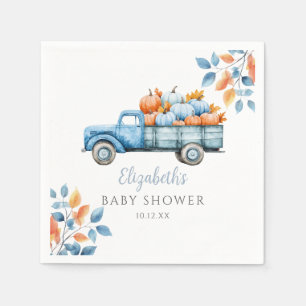 Sweet Pumpkin Blue Boy Baby Shower Napkin