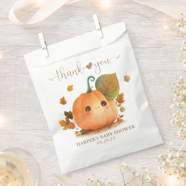 Sweet Pumpkin Fall Baby Shower Favour Bags (Clipped)