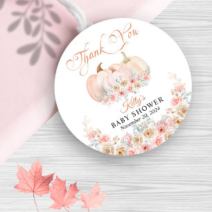 Sweet Pumpkin Floral Baby Shower Classic Round Sticker