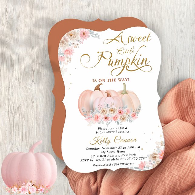Sweet Pumpkin Floral Baby Shower Invitation (Creator Uploaded)